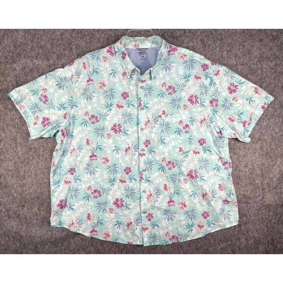 Izod Saltwater Shirt 3XL Short Sleeve Button Down Multicolor Floral Hawaiian - Picture 1 of 7